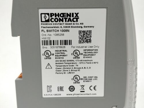 FL SWITCH 1008N 1085256 Commutateur Ethernet industriel avec niveau de protection IP54 et constante de cellule de 0,05 cm-1