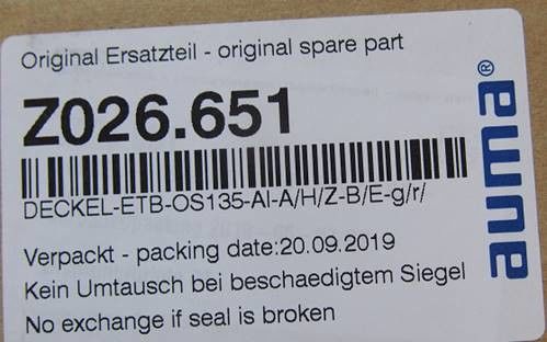 Z026.651 Pièces d'actionneurs AUMA pour actionneurs à plusieurs tours SA 30.1 / SAR 30.1 joints